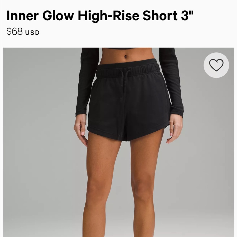 Lululemon Inner Glow shorts 3”